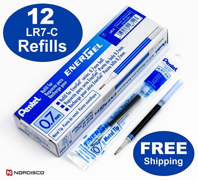 Pentel LR7-C EnerGel Refill, 0.7mm, Blue Liquid Gel Ink, Box of 12 FREE SHIPPING