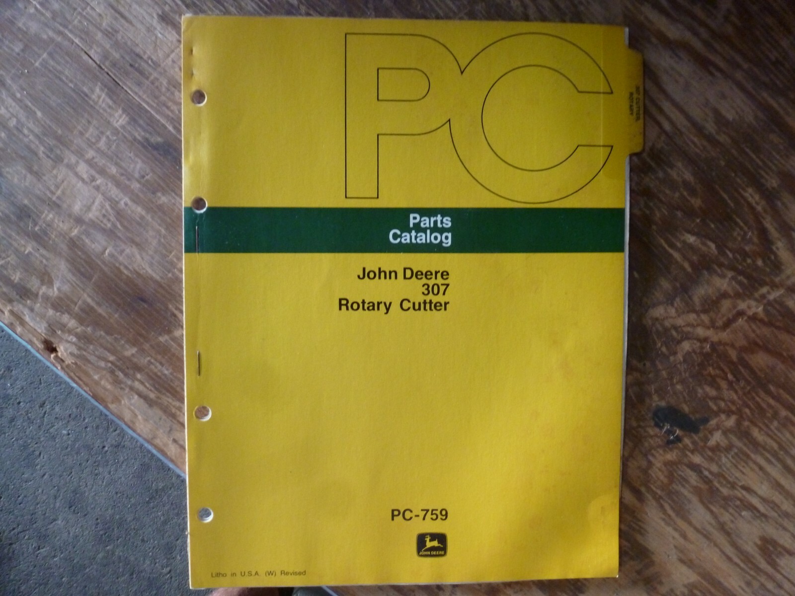 John Deere 307 Rotary Cutter Parts Catalog Manual Book Original PC759