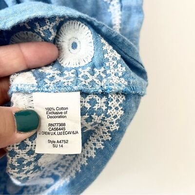 Madewell Chambray Sunstitch Tunic Dress Blue White Embroidered BOHO Womens  S | eBay