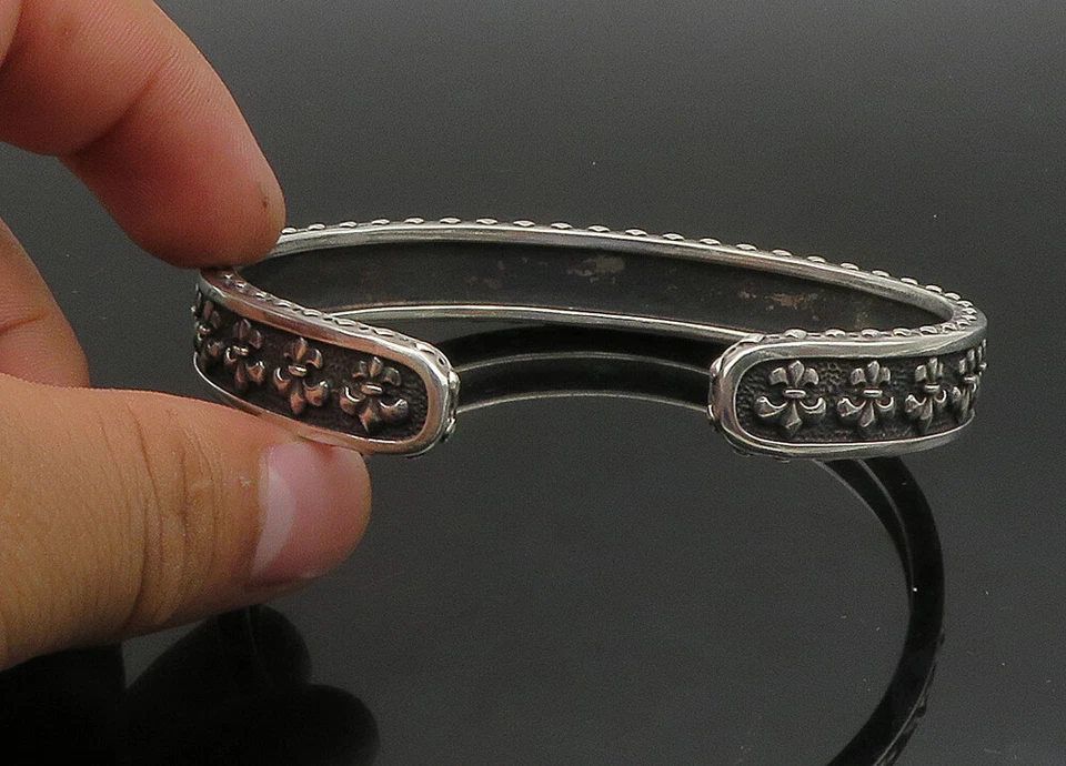 Brazalete PHILIP GAVRIEL 925 Plata Vintage Oxidada Flor De Lis BT9160 Foto 4 de 4