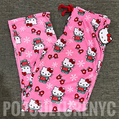 Sanrio Hello Kitty In Sweater Christmas PINK Pajama Pants Women s 2024  XS S M