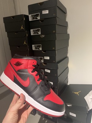 nike air jordan 1 Mid Red Banned 2020 Size Uk5 Gs - Brand New Bred ð¬ð§ UK STOCK | eBay