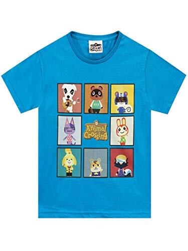 Animal Crossing Maglietta per Ragazzi Blu 11-12 Anni