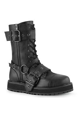 Demoniacult Valor-220 schwarz Unisex Schnürstiefel vorne mittelwade UK8