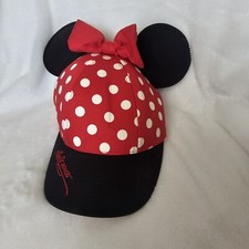 Walt Disney World Minnie Mouse Ears Polka Dot Girls Youth Baseball Hat Cap Red