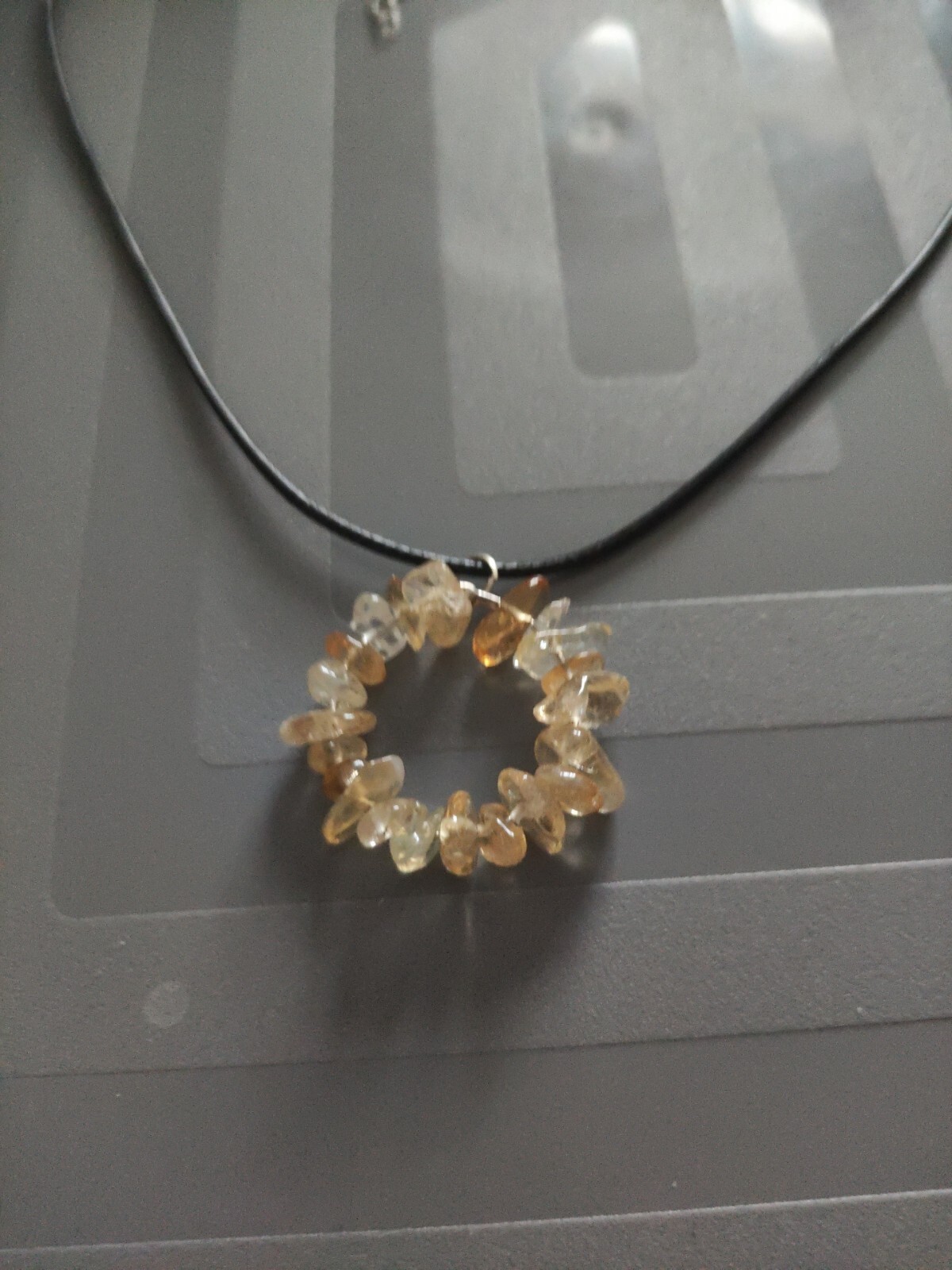 Citrine Gemstone Chip Necklace with Black Adjustable Cord – 17 to 19 Inches – Natural Healing Stone Jewelry for Women & Men