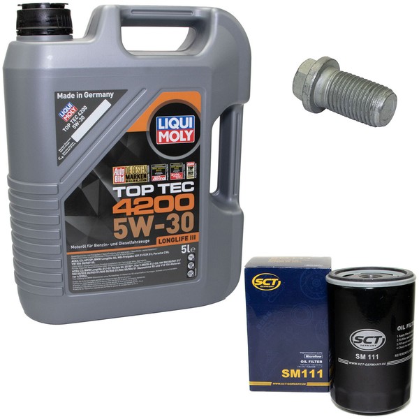 MotoröL Set 5W-30 5 Liter + ÖLfilter SM 111 + Schraube FüR VW Passat 120 150 PS-image