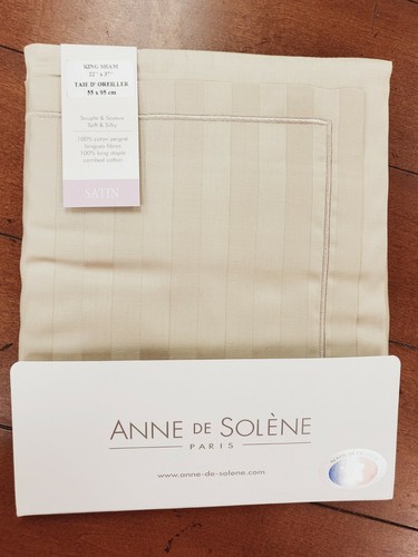Anne de Solene Paris ALLURE King Sham 22"x37" Khaki Sateen NWT