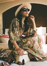 NWT Chufy My Aussie Days Resort Floral Cotton Boho Dress Caftan Alemais Sezane M