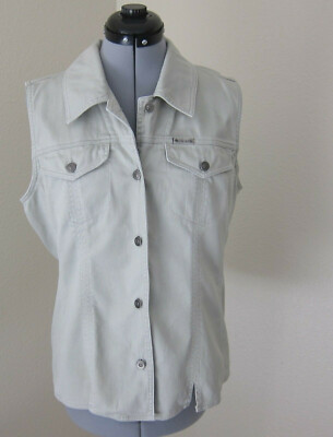 VINTAGE COLUMBIA SPORTSWEAR OUTDOOR STONE/BEIGE COTTON CORDUROY VEST - MEDIUM