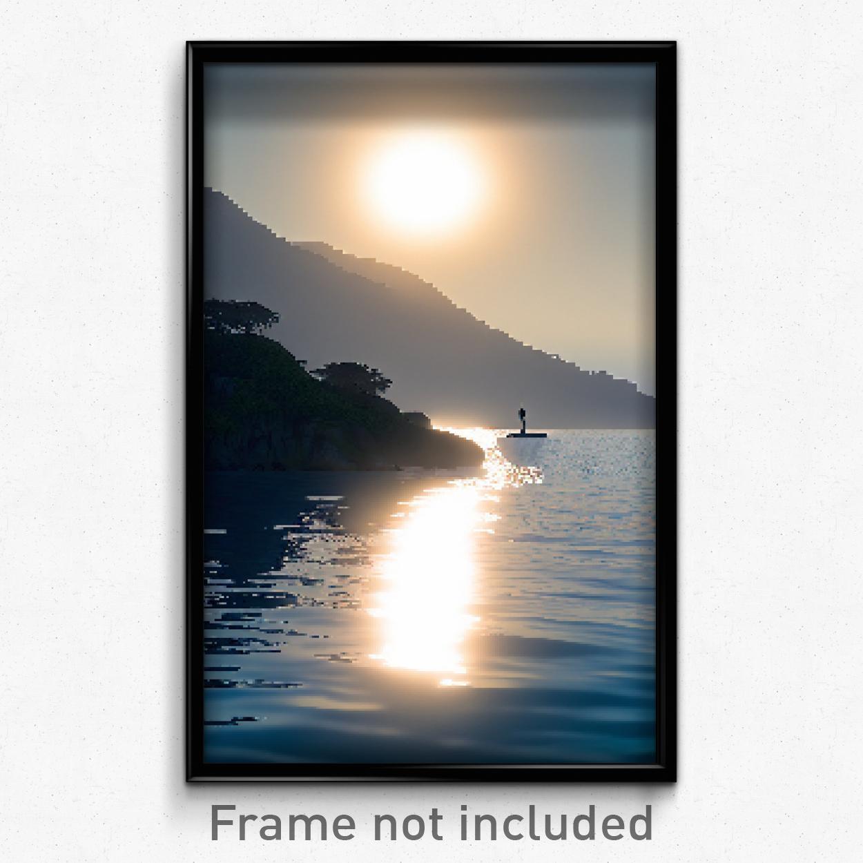 8 Bit Psychedelic Pixel Art Poster - Realistic Bay Video Game Print