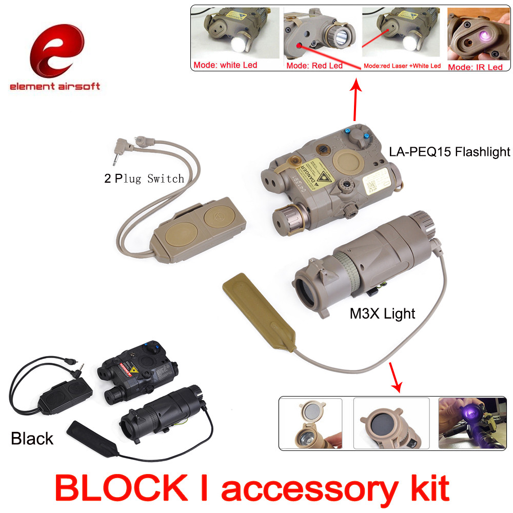 Outdoor Flashlight PEQ 15 LA-5 Red Laser Lamp Tactical M3X