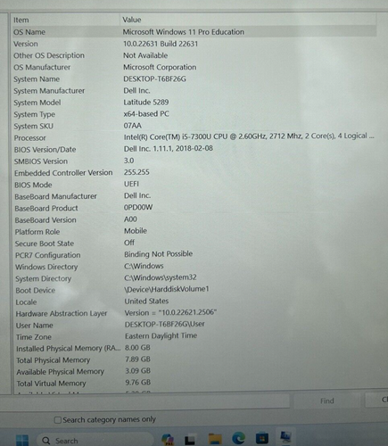 Dell Latitude5289 13.3"FHD Touch i5-7300U@2.60Ghz 8GB RAM 240GB NvMe Win11 READ - Picture 3 of 11