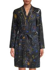 Johnny Was Celestine Sleepwear Sleep Robe Black Home Loungewear Sun Stars NEW