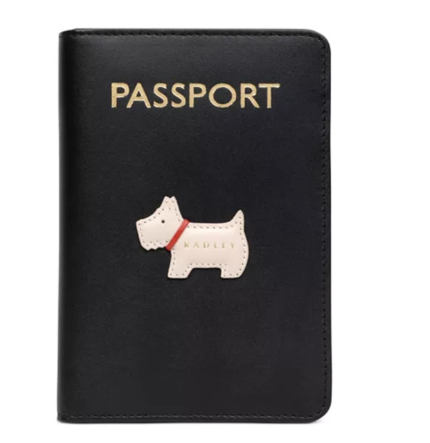 Radley London"Heritage Radley" Leather Passport Cover Black & Dove Made