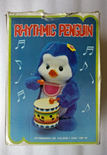 Vintage 80s Rhythmic Penguin The Little Drummer Plush Toy by FIM 625 New RARE