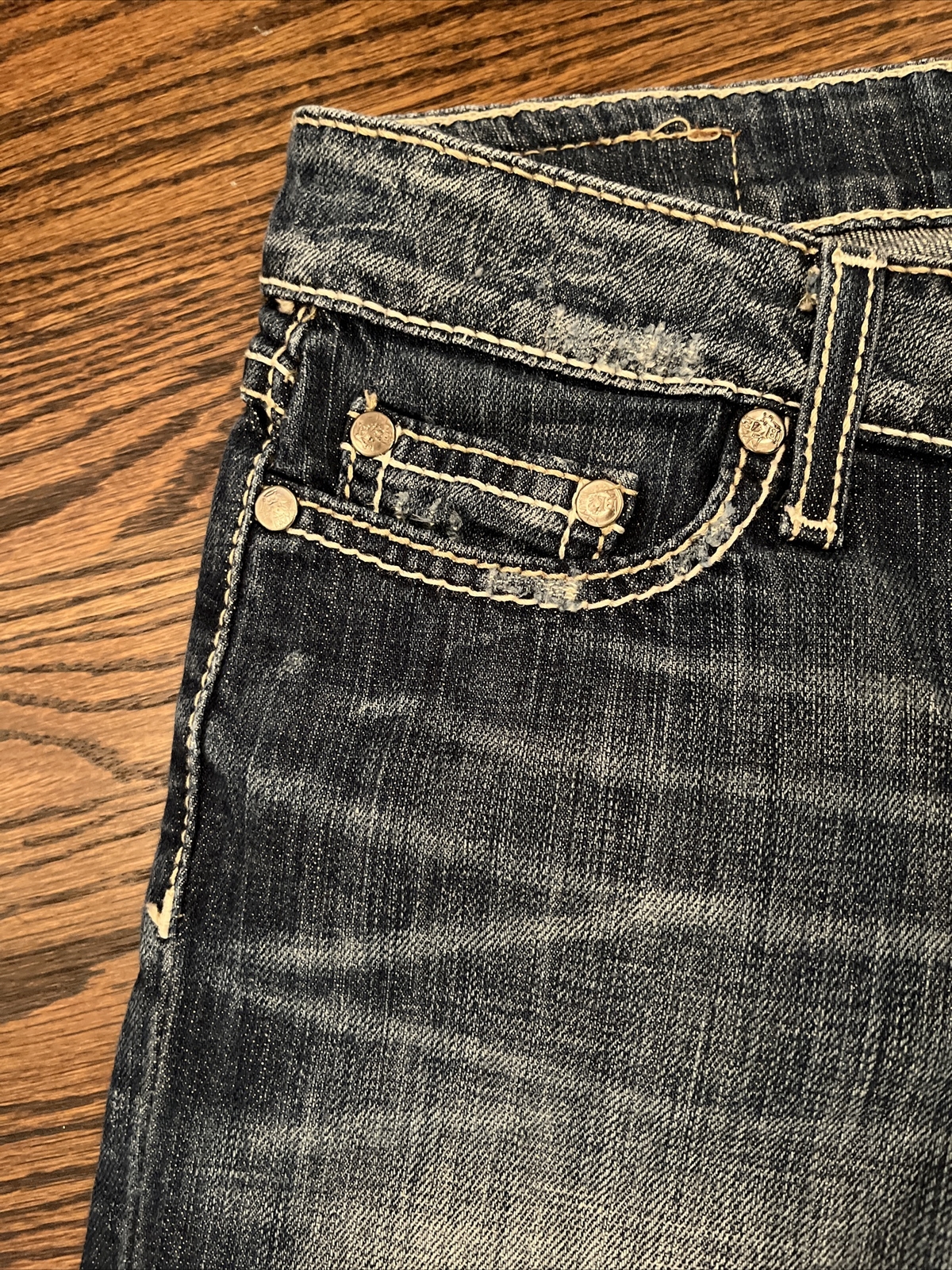 BKE STELLA BERMUDA SHORTS Size 27 Denim THICK STITCH  Dark Wash - View 3