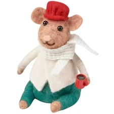 Primitives by Kathy Felt Mouse Hot Cocoa Critter Christmas Holiday Ornament Cute
