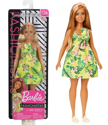 Barbie Fashionistas Doll 126 Curvy Body Type With Tropical Dress