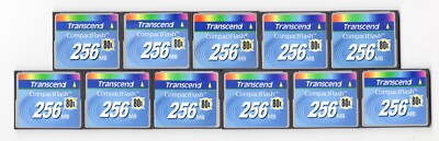 (READ!!!) Lot Of 11x Transcend 256MB 80x CF Compact Flash Camera Memory Cards