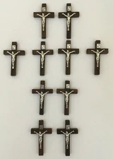 Cross Wood Necklace Pendant Jesus Christian Crucifix Catholic Hand Made 10 PACK