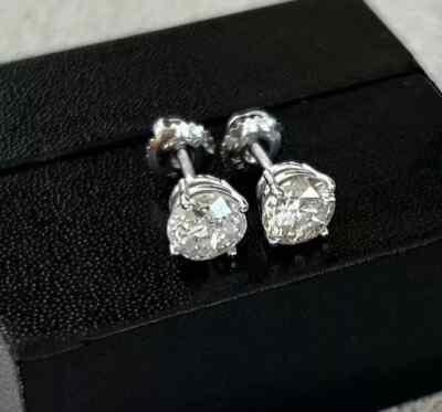 1,70 ct Rundschliff Diamant Ohrstecker 14 K Weißgold Natur Min