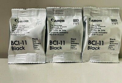 New Genuine Canon BCI-11 Black 3PK Ink Cartridges, BJC-50 Color Ptr, BAG