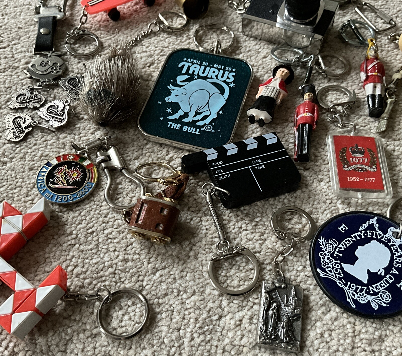 JOB LOT of Vintage KEYRINGS FOBS Advertising QE2 Souvenirs Novelty 1960