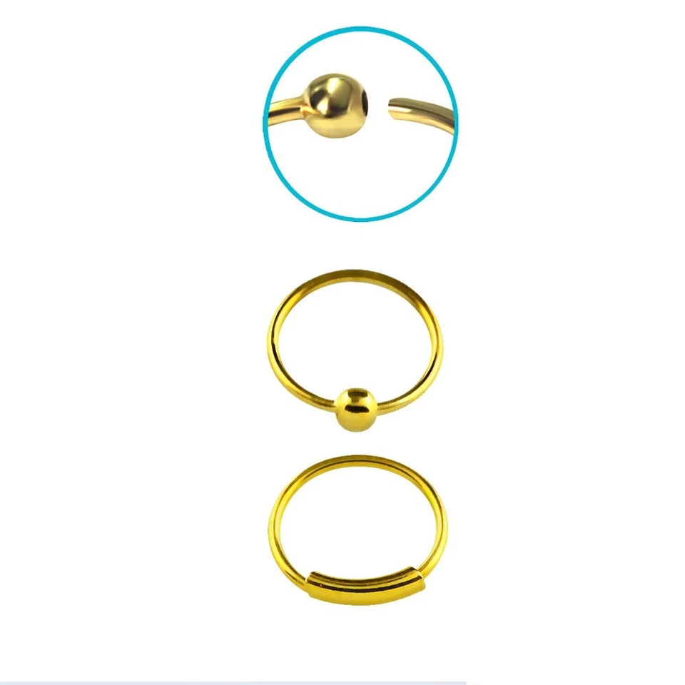 Venta al por mayor de oro de 18 quilates 96 piezas aros para nariz anillos exhibición de acrílico piercings para nariz joyería Foto 3 de 4