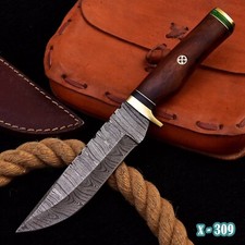 CUSTOM HANDMADE DAMASCUS STEEL HUNTING SKINNING KNIFE WOOD HANDLE SURVIVAL x309