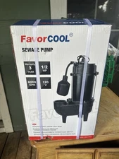 FavorCOOL 1/2 HP Cast Iron Sewage Pump, 6000 GPH Sewage Grinder Pump