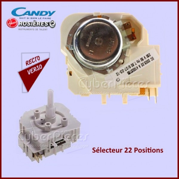 Sélecteur 22 positions Candy 41003735 robuste en polymère pour platine de commande électronique