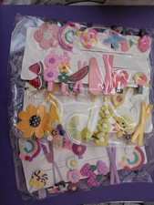 42 Multicolor Girls Hair Clip Set with Flower, Fruit, Rainbow, Bow Accents