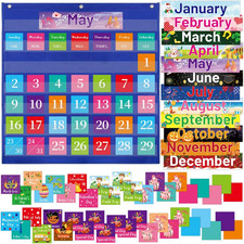 Classroom Calendar Pocket Chart School Monthly Calendar with 96 Cards