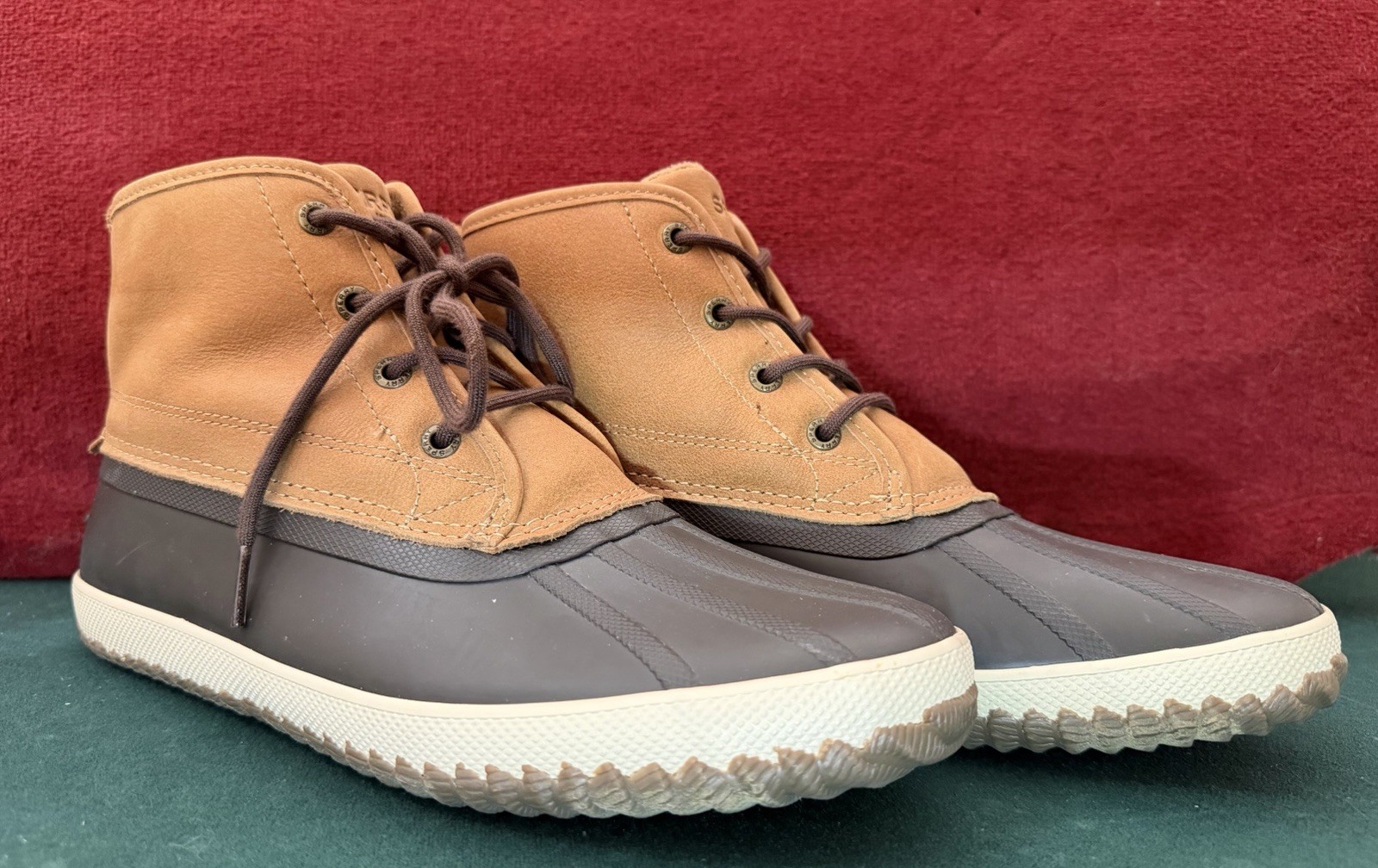 Sperry Men’s Brown Leather Rubber Lace-Up Ankle Duck Boots US 10