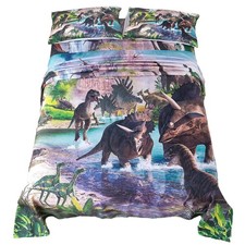 ADASMILE A  S Dinosaur Sheets Queen for Kids 3D Dinosaur Bedding for Boys T-...