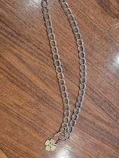 Vintage Metal Gold Chain Link Belt With 4 Leaf Clover Shamrock Charm