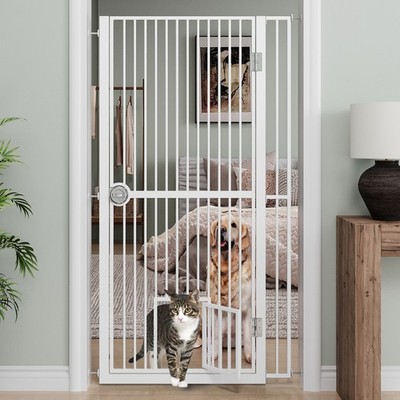61'' Extra Tall Cat Gate for Doorway , Adjustable Pet Safety Gate with Extension