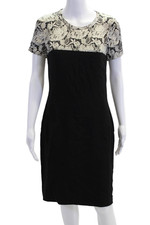 Stella McCartney Womens Floral Print Short Sleeves Dress Black White Size Small