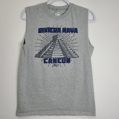 Pier 27 Riviera Maya Chichen Itza Cancun Mens Md Gray Muscle Tank Top Pyramid