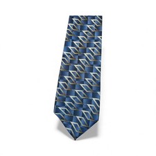 JZ Richards Nordstrom Men's Tie Blue Gold Geometric 100% Silk Made in USA