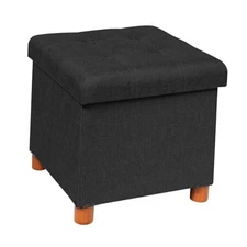  Storage Ottoman with Tray, Foot Stools and Ottomans with Legs, Medium Black