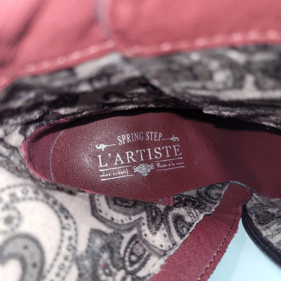 L'Artiste Spring Step JULE-BM Black Leather Embossed Studded Ankle Boots EU 40 - Image 3 of 4