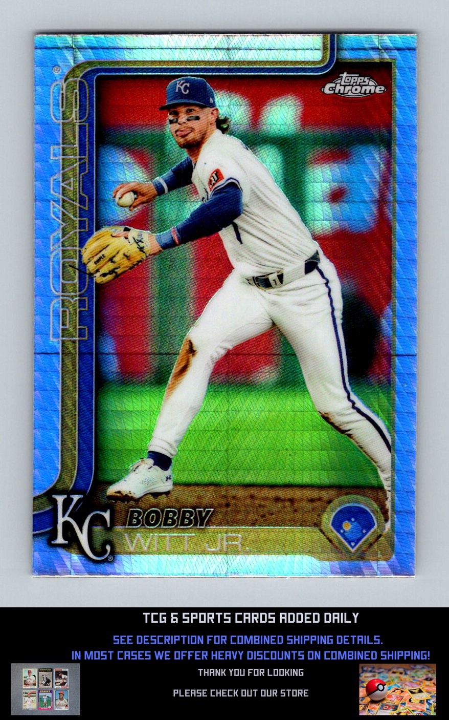 2025 Topps Chrome #93 Prism Refractors Bobby Witt Jr. Kansas City Royals