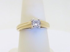 Platinum & 18k Gold Princess Diamonds Engagement Rings Stamped .28ct Size 7 R163