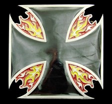 RG22146 NOS 2003 VERY COOL BERGAMOT  IRON CROSS  PEWTER FASHION BELT BUCKLE