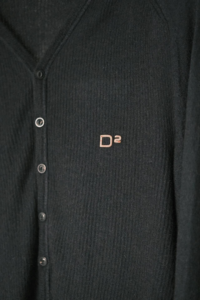 Dsquared2 Men's Dark Grey Mohair & Nylon Knitted Cardigan Size L Made in Italy - Image 4 of 4