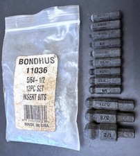 Hex Bits BONDHUS 11036 12 pc set insert bits - NOS