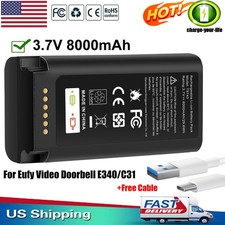 8000mAh Rechargeable Battery for Eufy E340/C31 Video Doorbell Battery with USB-C
