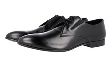 PRADA Leather Flexible Derby Dress Shoes - 2EG135 - Black NEW -  US 12 EU 45